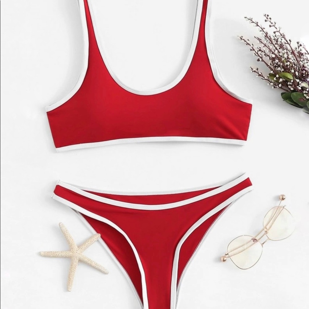 SHEIN Red and White Bikini Set